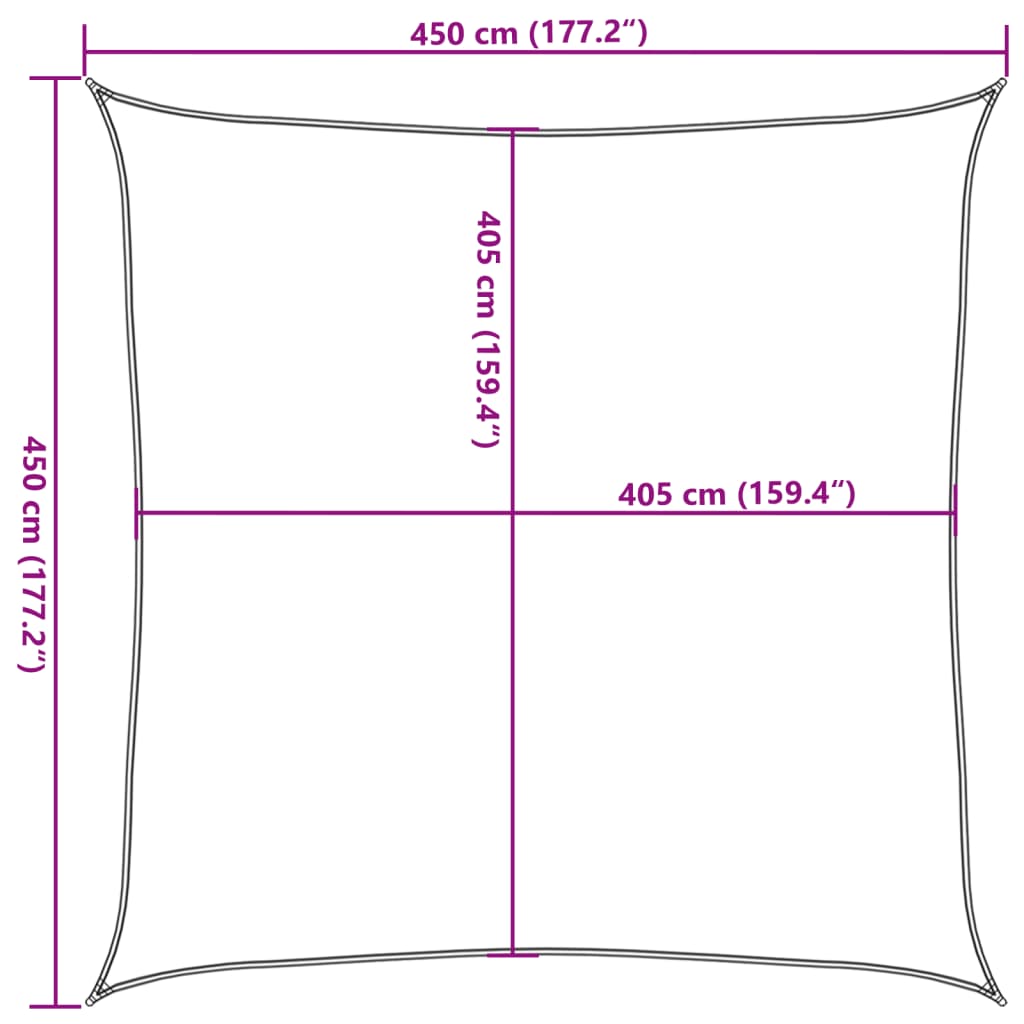 Sonnensegel 160 g/m² Quadratisch Hellgrau 4,5x4,5 m HDPE