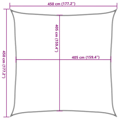 Sonnensegel 160 g/m² Quadratisch Hellgrau 4,5x4,5 m HDPE