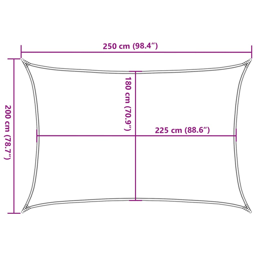 Sonnensegel 160 g/m² Rechteckig Hellgrau 2x2,5 m HDPE