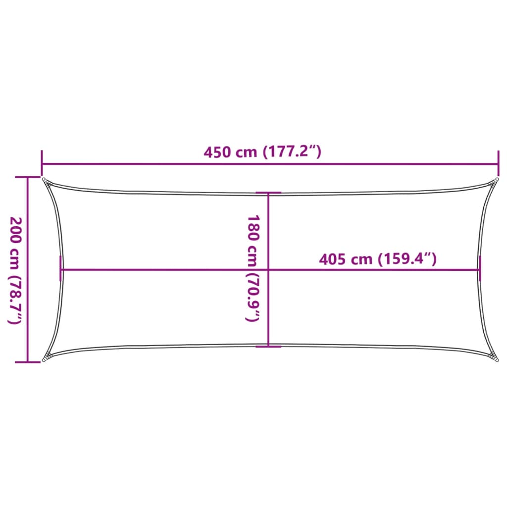 Sonnensegel 160 g/m² Rechteckig Hellgrau 2x4,5 m HDPE