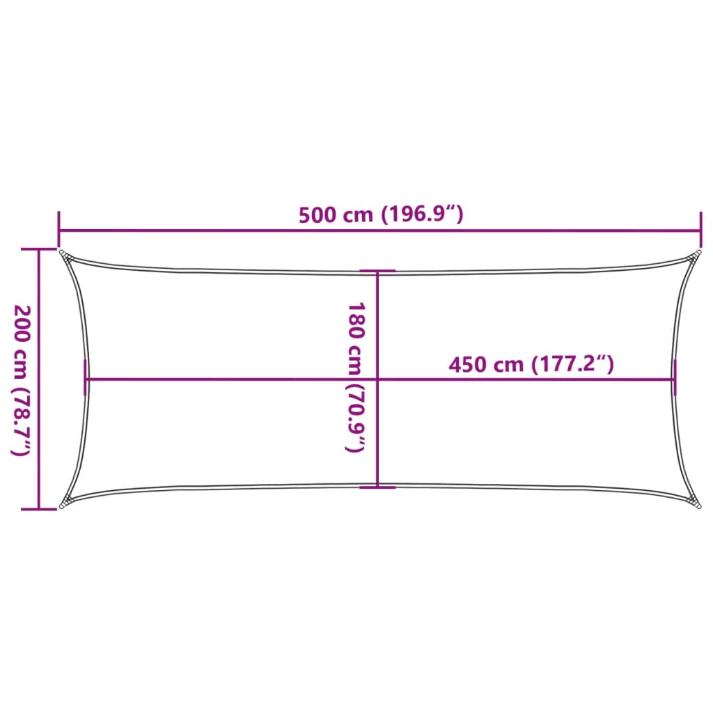 Sonnensegel 160 g/m² Rechteckig Hellgrau 2x5 m HDPE