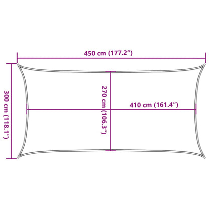 Sonnensegel 160 g/m² Rechteckig Hellgrau 3x4,5 m HDPE