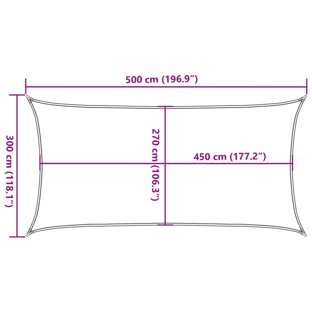 Sonnensegel 160 g/m² Rechteckig Hellgrau 3x5 m HDPE