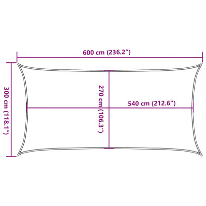 Sonnensegel 160 g/m² Rechteckig Hellgrau 3x6 m HDPE