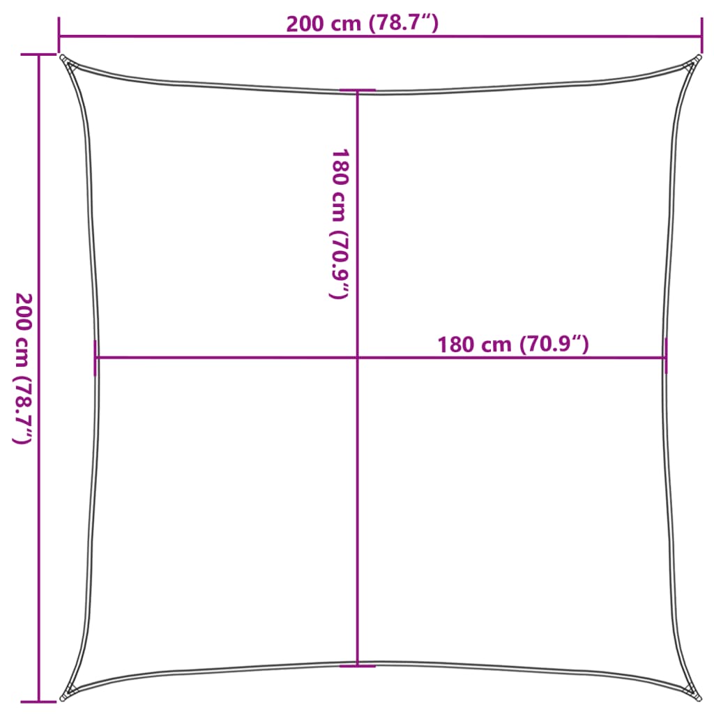 Sonnensegel 160 g/m² Quadratisch Sandfarbe 2x2 m HDPE