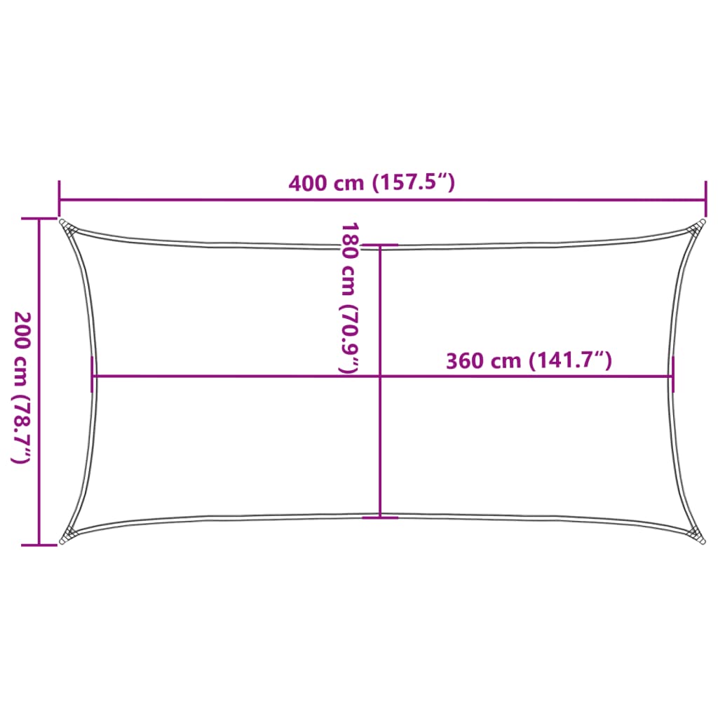 Sonnensegel 160 g/m² Rechteckig Sandfarben 2x4 m HDPE