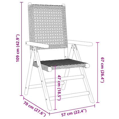 Gartenstuhl Verstellbar 6 Stk. Grau Poly Rattan Massivholz