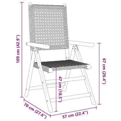 Gartenstuhl Verstellbar 4 Stk. Beige Poly Rattan Massivholz