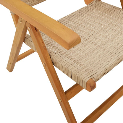 Gartenstuhl Verstellbar 6 Stk. Beige Poly Rattan Massivholz