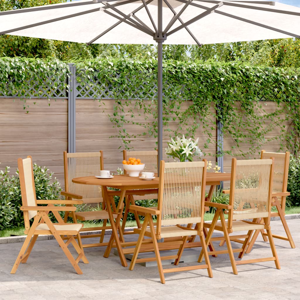 Gartenstuhl Verstellbar 6 Stk. Beige Massivholz Akazie