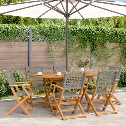 Gartenstühle 6 Stk. Klappbar Grau Poly Rattan & Massivholz