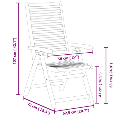 Gartenstühle 8 Stk. Verstellbar 56x72x107 cm Massivholz Akazie