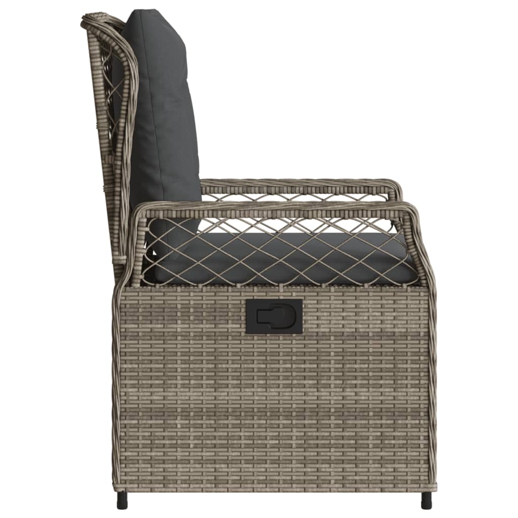 Gartensessel 2 Stk. Verstellbar Grau Poly Rattan