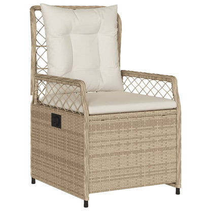 Gartensessel 2 Stk. Verstellbar Beige Poly Rattan