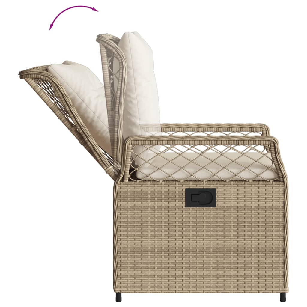 Gartensessel 2 Stk. Verstellbar Beige Poly Rattan