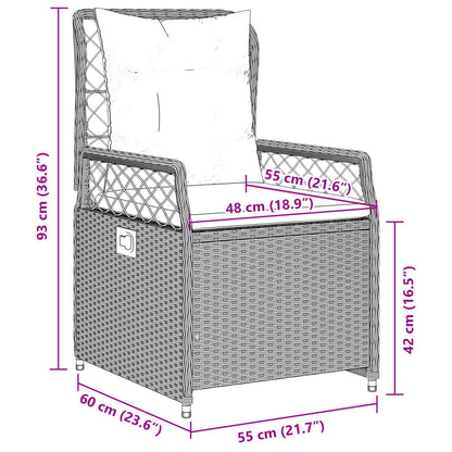 Gartensessel 2 Stk. Verstellbar Hellgrau Poly Rattan