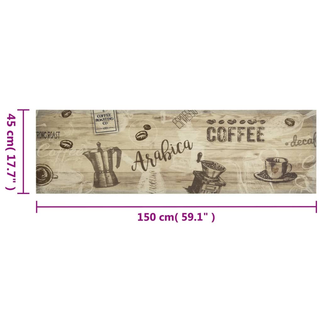 Küchenteppich Waschbar Kaffee Braun 45x150 cm Samt