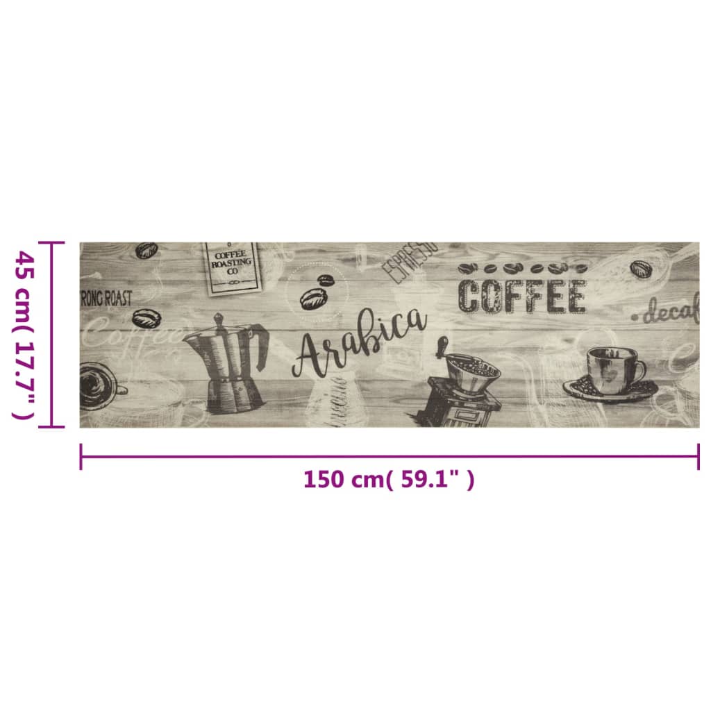 Küchenteppich Waschbar Kaffee Grau 45x150 cm Samt