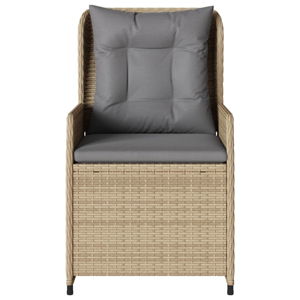 Gartensessel 2 Stk. Verstellbar Beige Poly Rattan