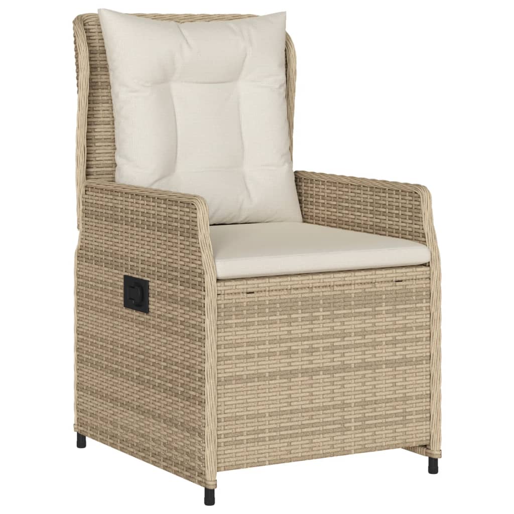 Gartensessel 2 Stk. Verstellbar Beige Poly Rattan