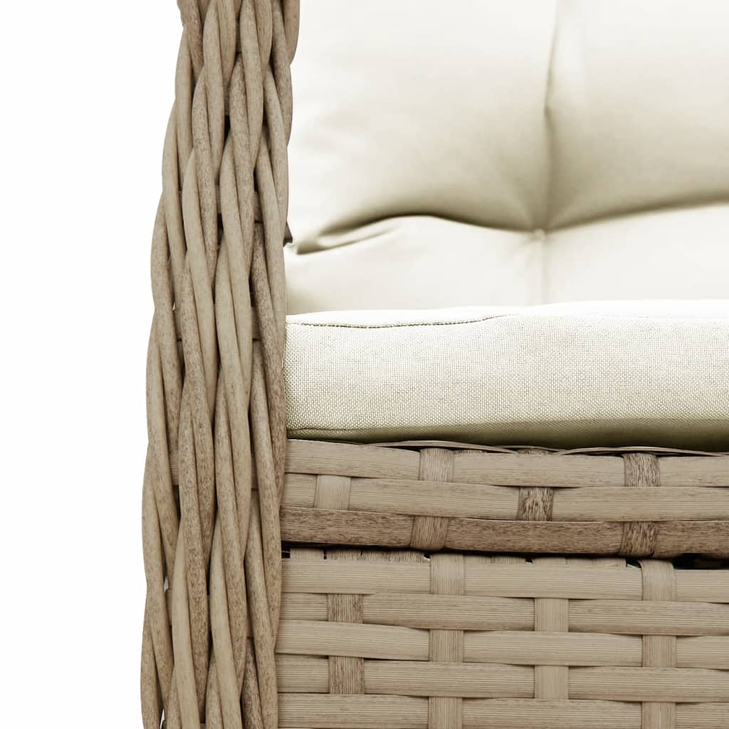 Gartensessel 2 Stk. Verstellbar Beige Poly Rattan