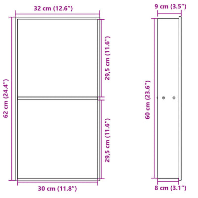 Duschnische Mattschwarz 32x62x9 cm Edelstahl