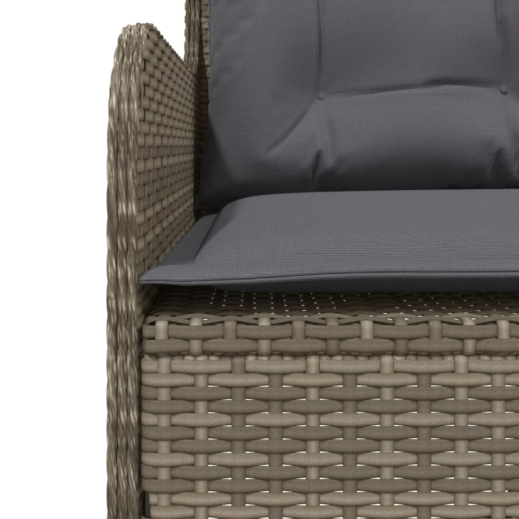 Gartensofa in L-Form mit Kissen Grau Poly Rattan