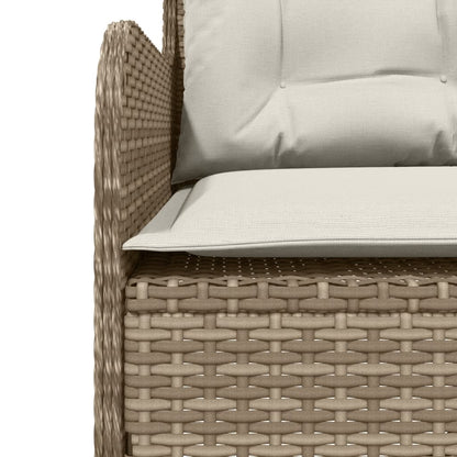 Gartensofa in L-Form mit Kissen Beige Poly Rattan