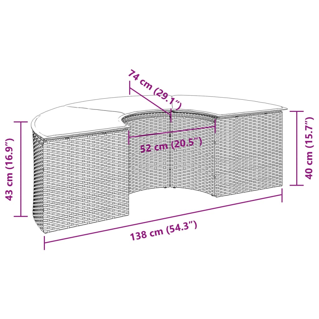 Gartenhocker mit Kissen Schwarz Poly Rattan