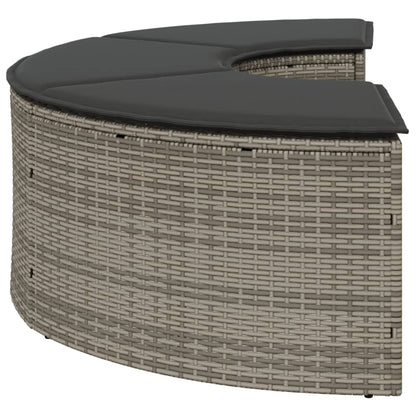 Gartenhocker mit Kissen Grau Poly Rattan