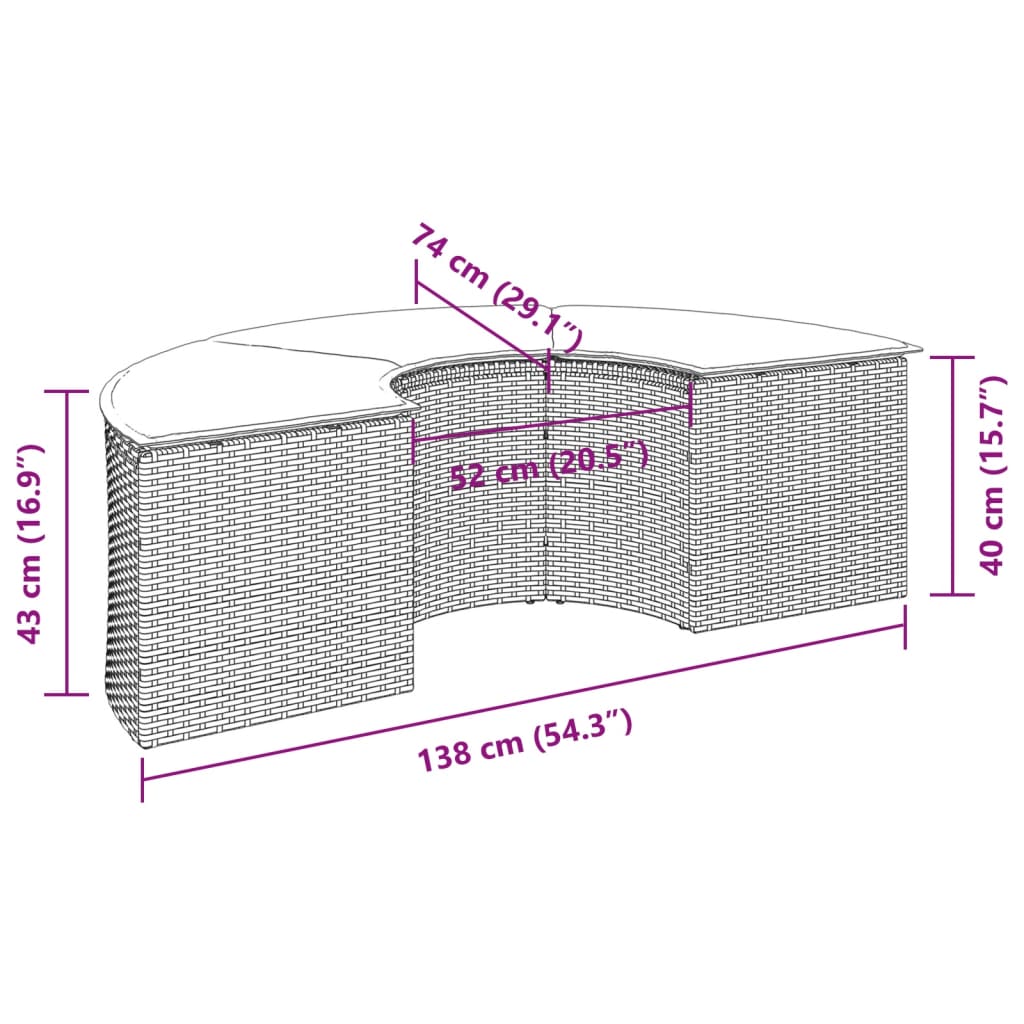 Gartenhocker mit Kissen Grau Poly Rattan