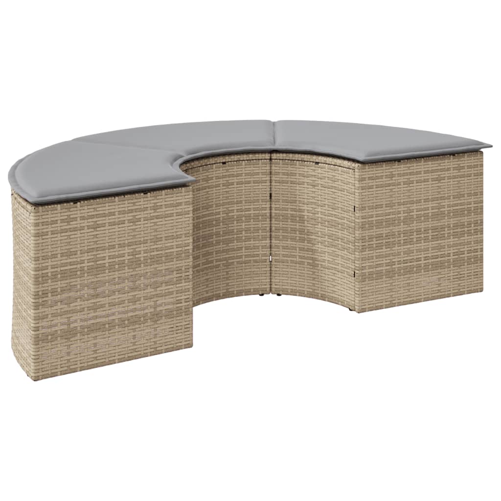 Garten-Fußhocker mit Kissen Beige Poly-Rattan