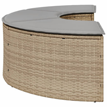 Garten-Fußhocker mit Kissen Beige Poly-Rattan