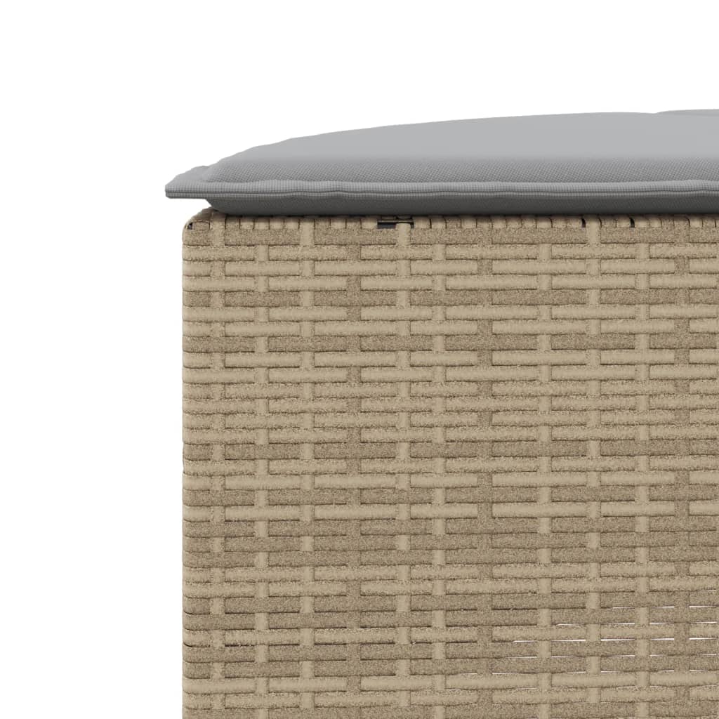 Garten-Fußhocker mit Kissen Beige Poly-Rattan