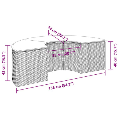 Garten-Fußhocker mit Kissen Beige Poly-Rattan