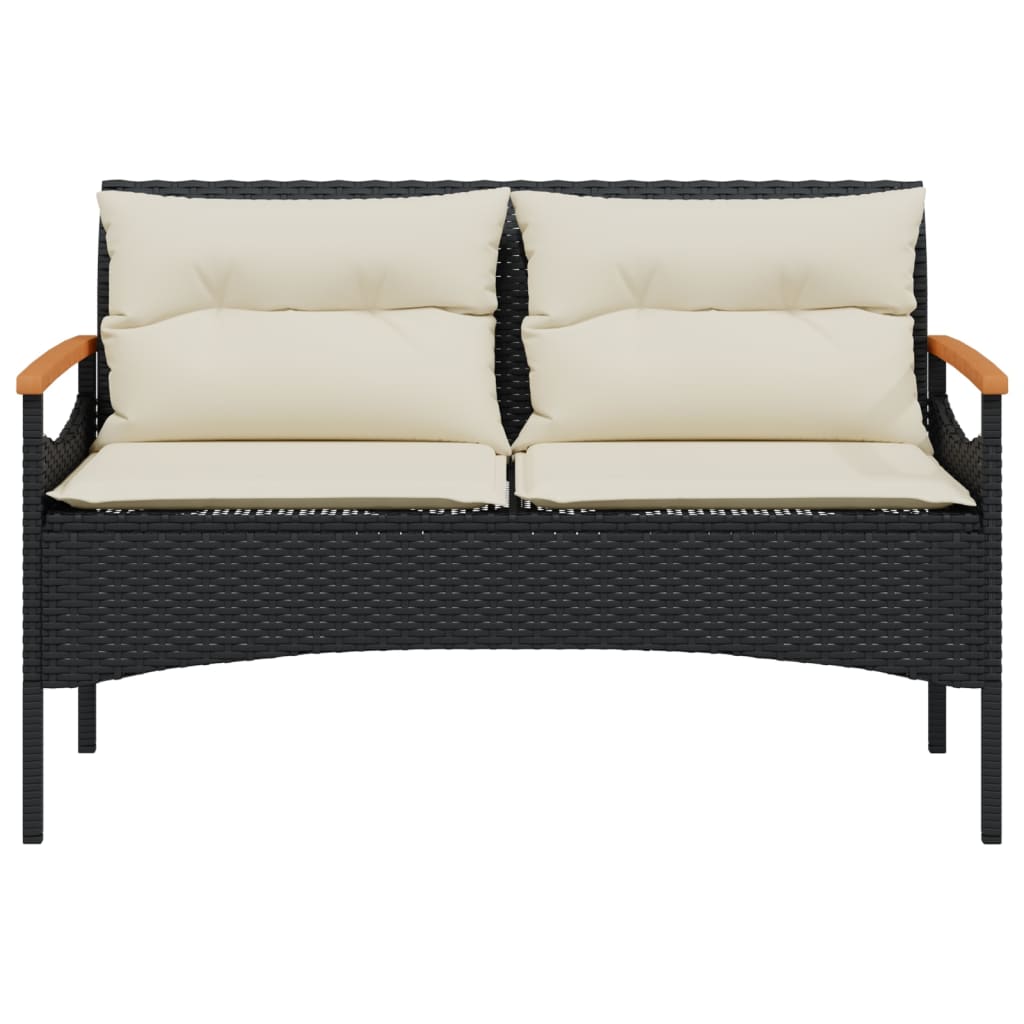 4-tlg. Garten-Sofagarnitur mit Kissen Schwarz Poly Rattan