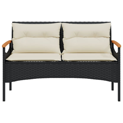 4-tlg. Garten-Sofagarnitur mit Kissen Schwarz Poly Rattan