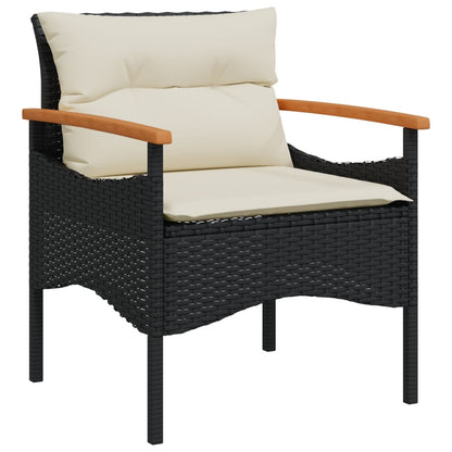 4-tlg. Garten-Sofagarnitur mit Kissen Schwarz Poly Rattan