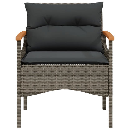 4-tlg. Garten-Sofagarnitur mit Kissen Grau Poly Rattan