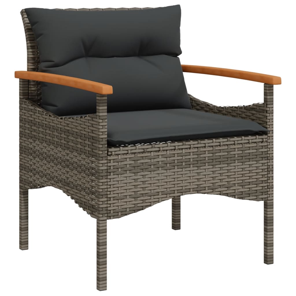 4-tlg. Garten-Sofagarnitur mit Kissen Grau Poly Rattan