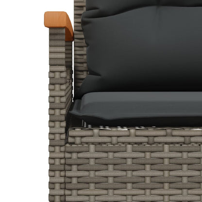 Gartenbank mit Kissen 116x62,5x74 cm Grau Poly Rattan