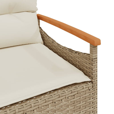 Gartenbank mit Kissen 116x62,5x74 cm Beige Poly Rattan