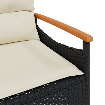 3-tlg. Garten-Sofagarnitur mit Kissen Schwarz Poly Rattan