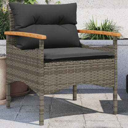 3-tlg. Garten-Sofagarnitur mit Kissen Grau Poly Rattan