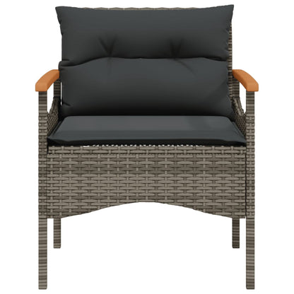 3-tlg. Garten-Sofagarnitur mit Kissen Grau Poly Rattan