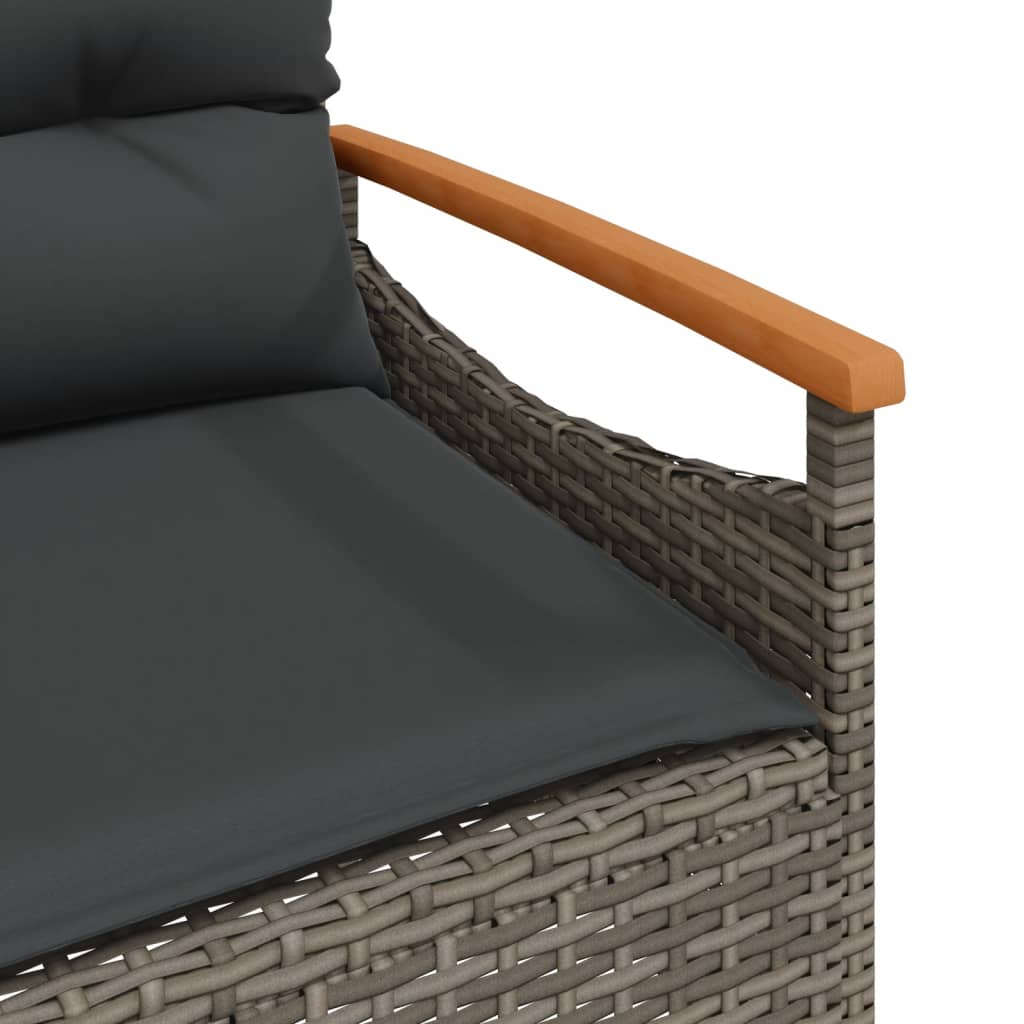 3-tlg. Garten-Sofagarnitur mit Kissen Grau Poly Rattan