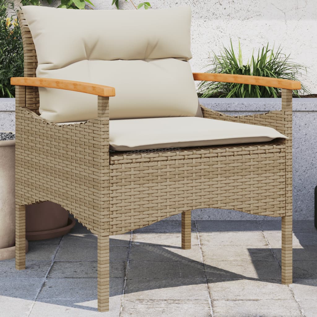 3-tlg. Garten-Sofagarnitur mit Kissen Beige Poly Rattan