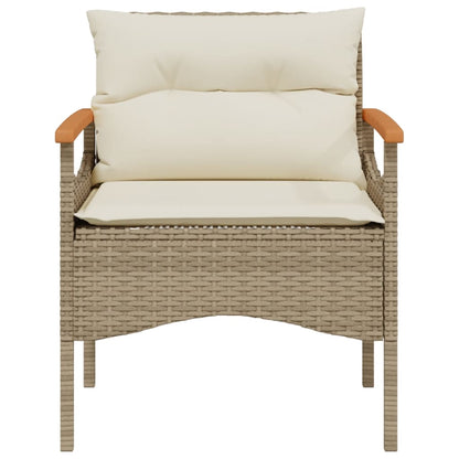 3-tlg. Garten-Sofagarnitur mit Kissen Beige Poly Rattan