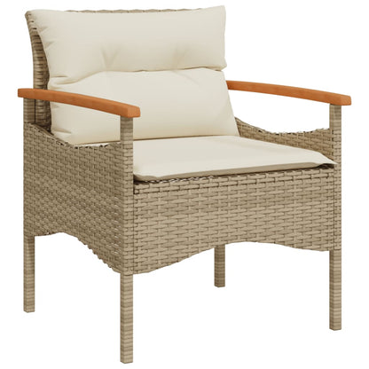 3-tlg. Garten-Sofagarnitur mit Kissen Beige Poly Rattan