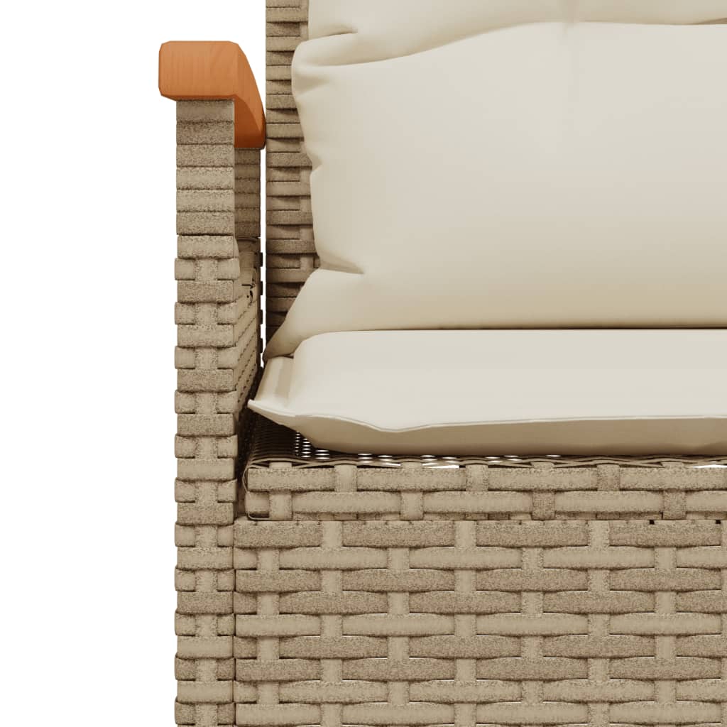 3-tlg. Garten-Sofagarnitur mit Kissen Beige Poly Rattan